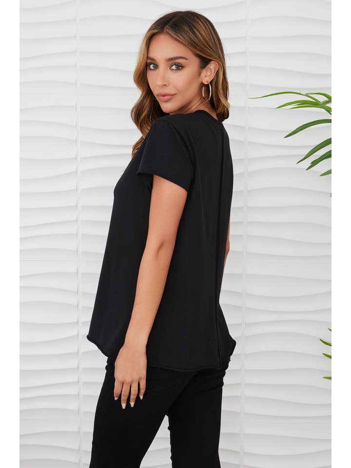 Back Seem Short Sleeve Tee in Black