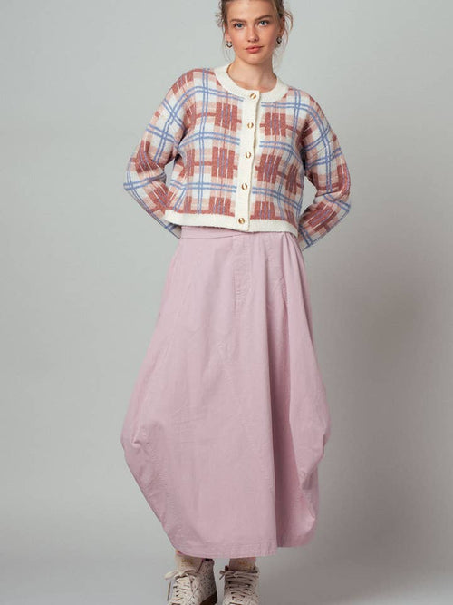 Balloon Hem Drawstring Maxi Skirt