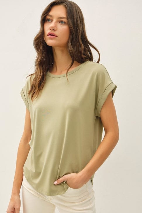 Be Cool Bamboo Modal Dolman Cap Sleeve T-Shirt in Sage - Little Miss Muffin Children & Home