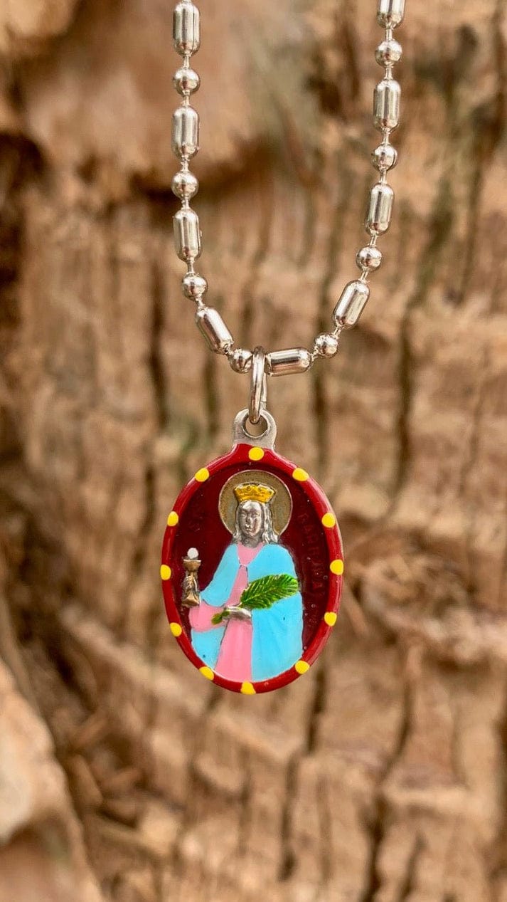 St Barbara Hand Painted Medal
