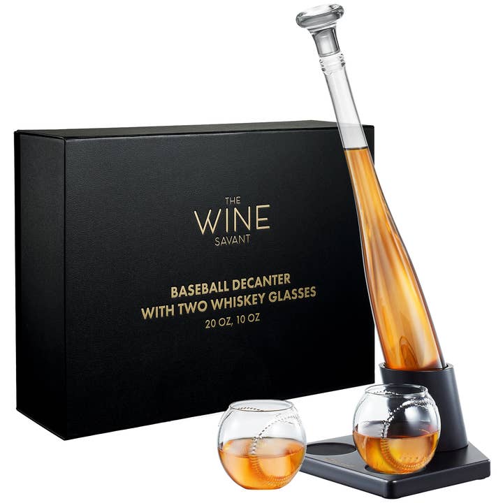 Baseball Bat Whiskey Decanter Set with 2 Baseball Glasses