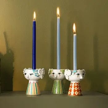 Bjørn Wiinblad Eva Blue 3.7" Ceramic 3D Candle Holder