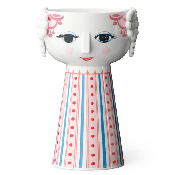 Bjørn Wiinblad Eva Dusty Red 5.5" Ceramic 3D Candle Holder