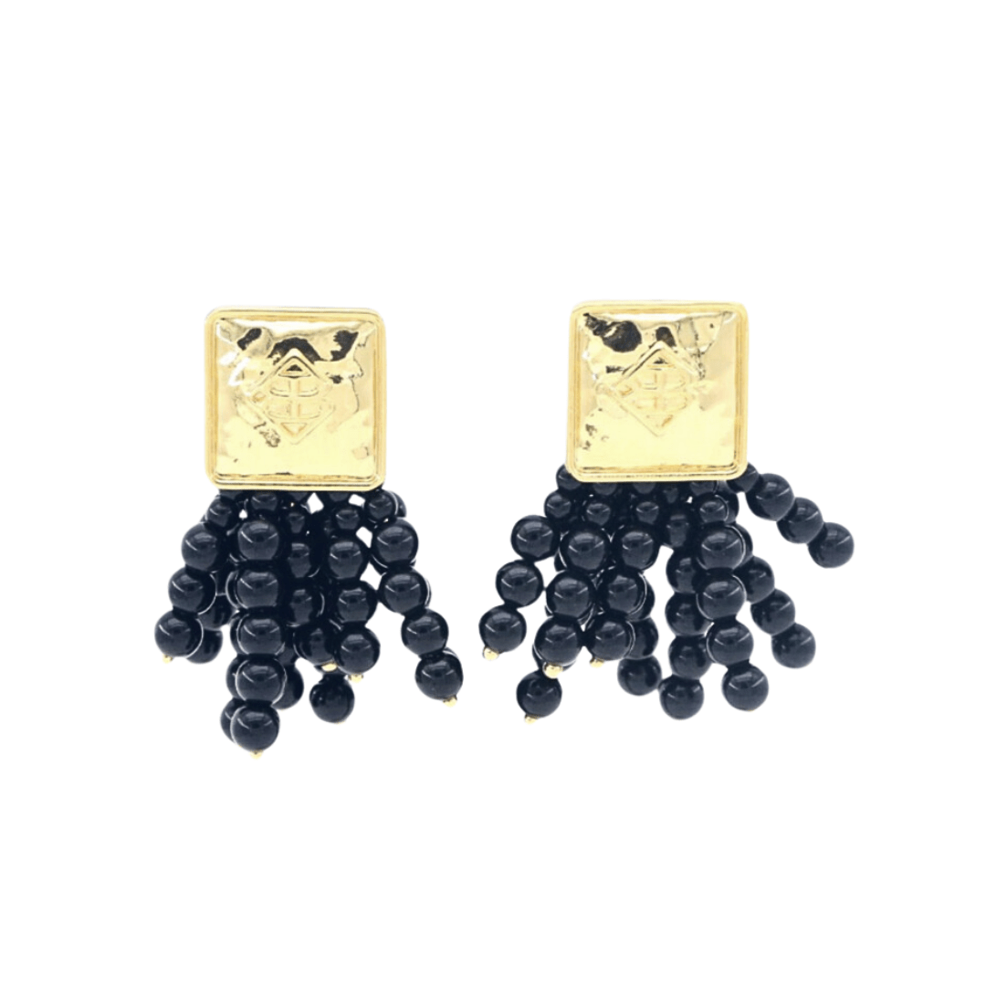 Brianna Cannon Wholesale Brianna Cannon Square BC Icon Black Beaded Earrings - Little Miss Muffin Children & Home