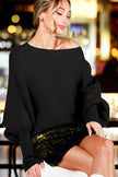 black off the shoulder ribbed sweater