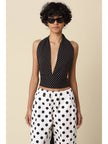 Black White Sera Polka Dot Halter Top