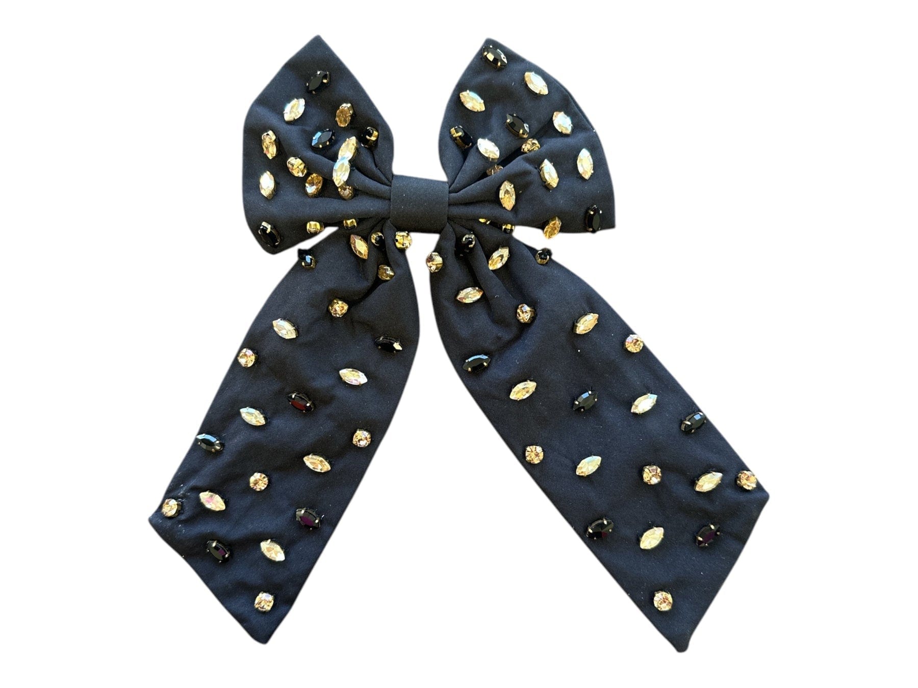 Golden Lily Black & Gold Rhinestone Bow - Little Miss Muffin Children & Home