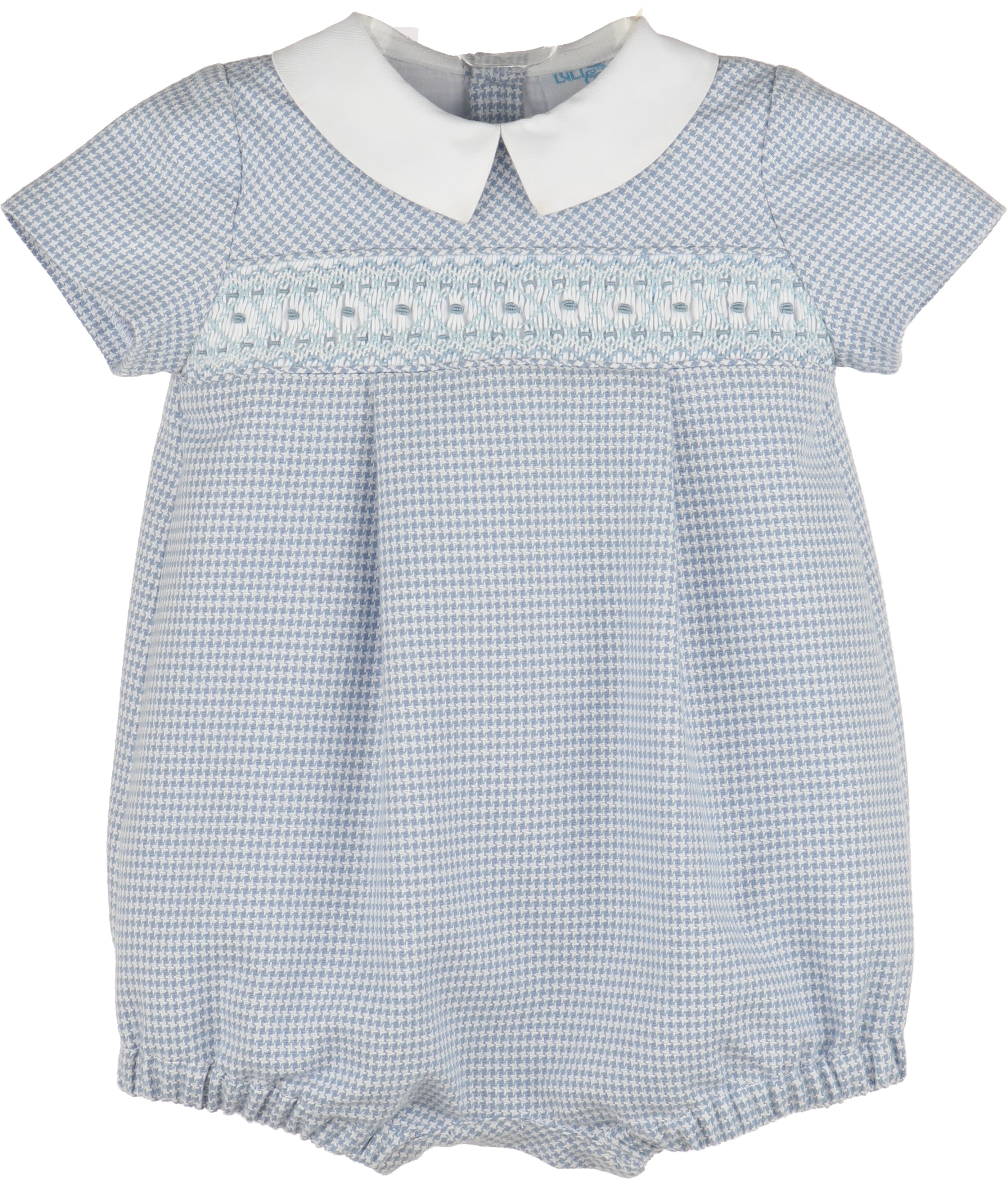 Blue Checks Smock Boy Bubble