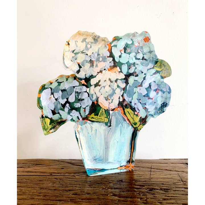 Blue Hydrangea Acrylic Bloom Large Acrylic Block