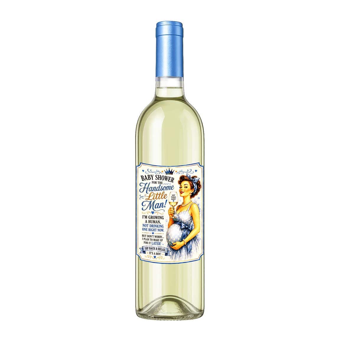Sassy Vine Boy Baby Shower Wine Label