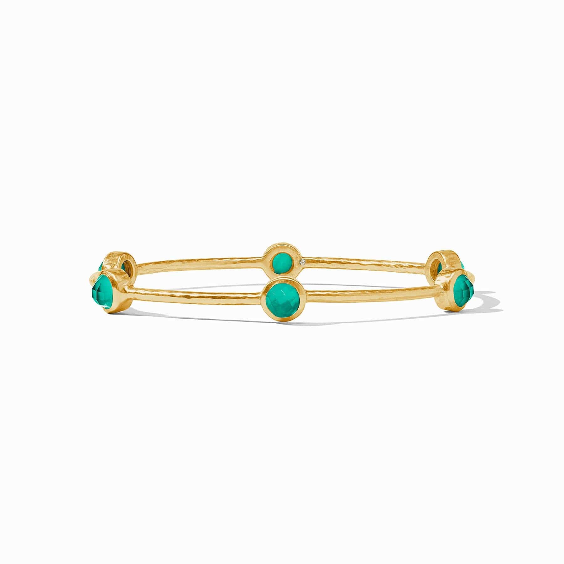 Milano Luxe Bangle with Iridescent Emerald Green Stones