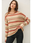 Breezy Knit Multi Striped Long Sleeve Sweater