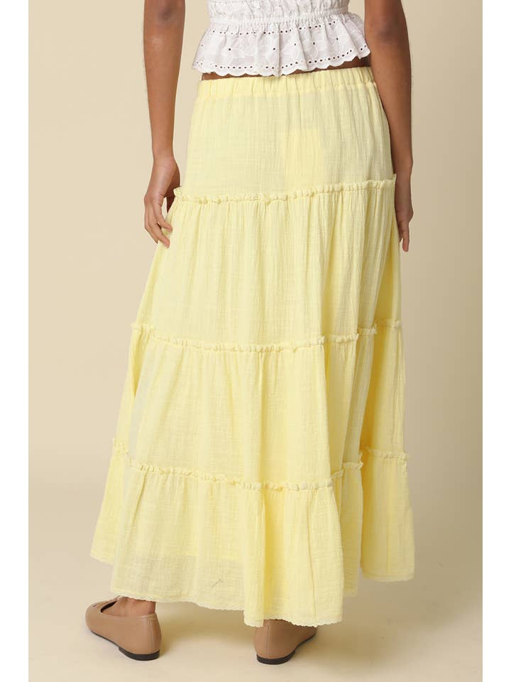 Brooke Tiered  Maxi Skirt in Butter
