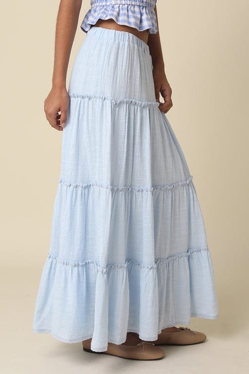 Brooke Tiered Maxi Skirt in Sky