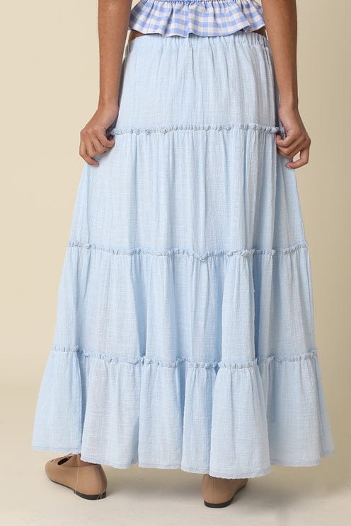 Brooke Tiered Maxi Skirt in Sky
