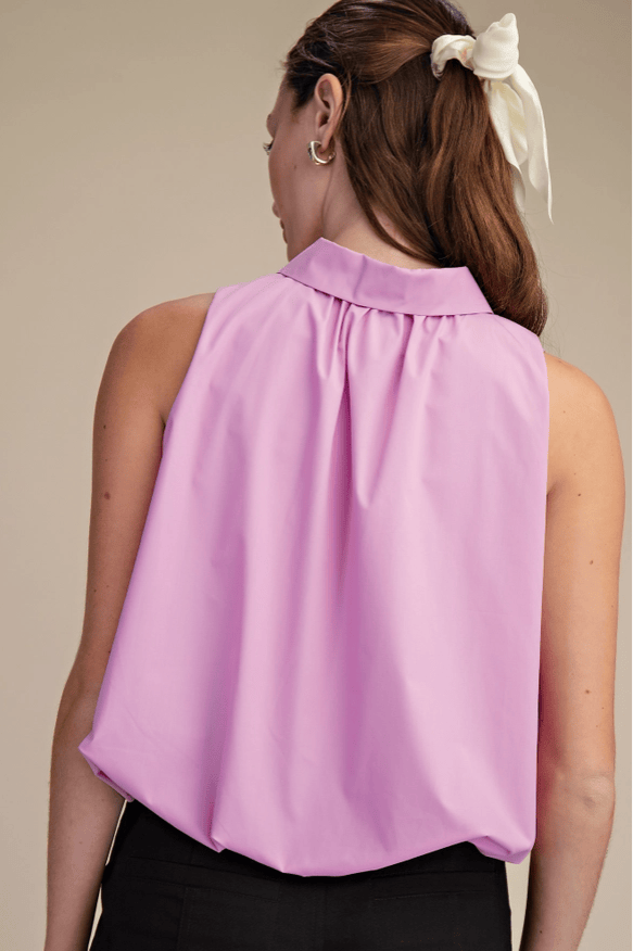 Bubble Hem Sleeveless Shirt Top