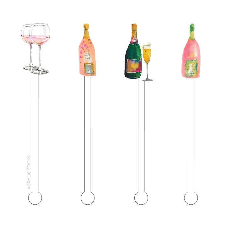 Bubbles Set 4 Acrylic Stir Sticks Combo