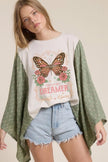 Butterfly Dreamer Vintage Graphic Kaftan Sleeve Top