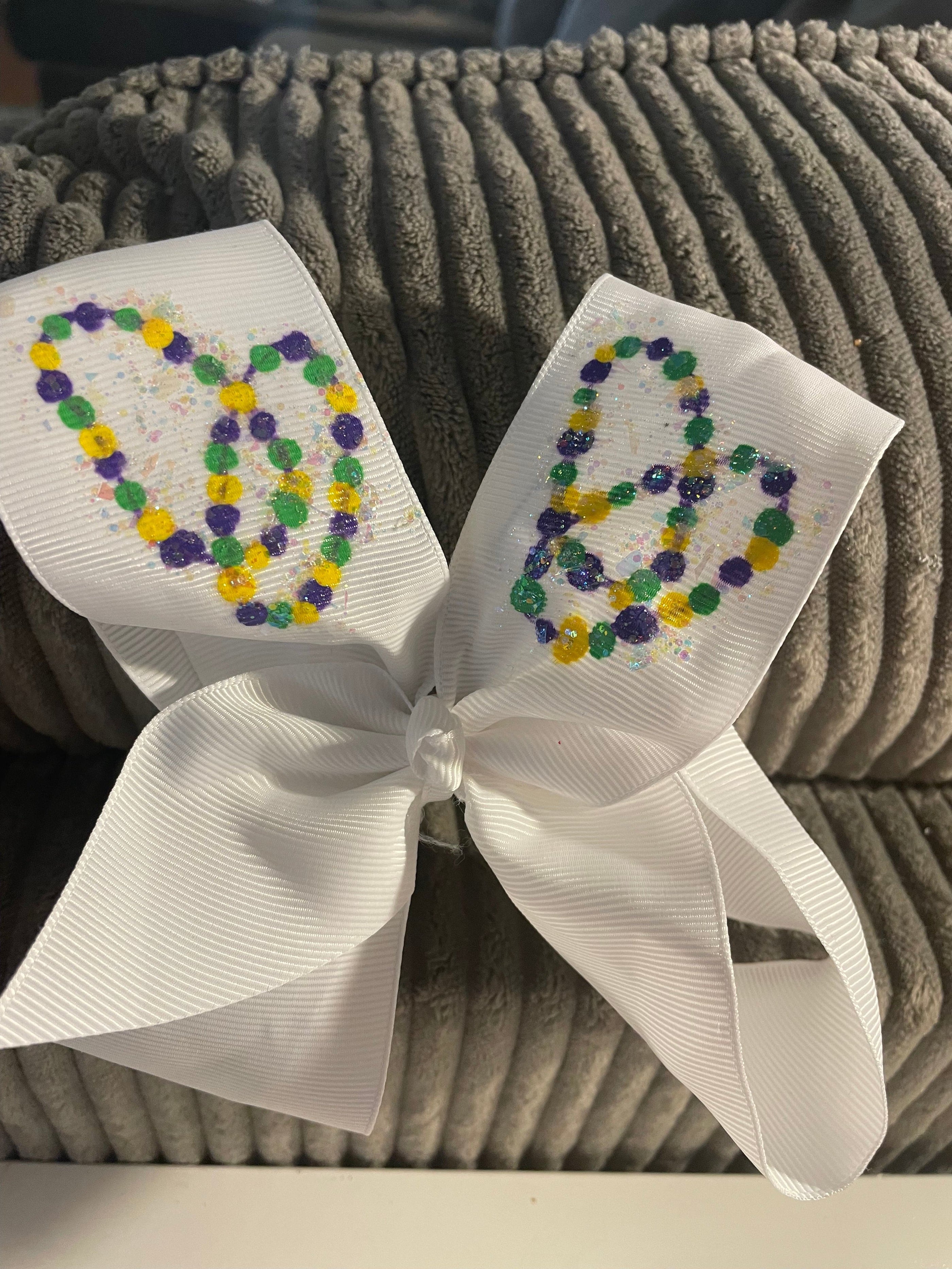 Heidi Davis Bows Heidi Davis Hand Painted Mardi Gras Beads Bow - Little Miss Muffin Children & Home