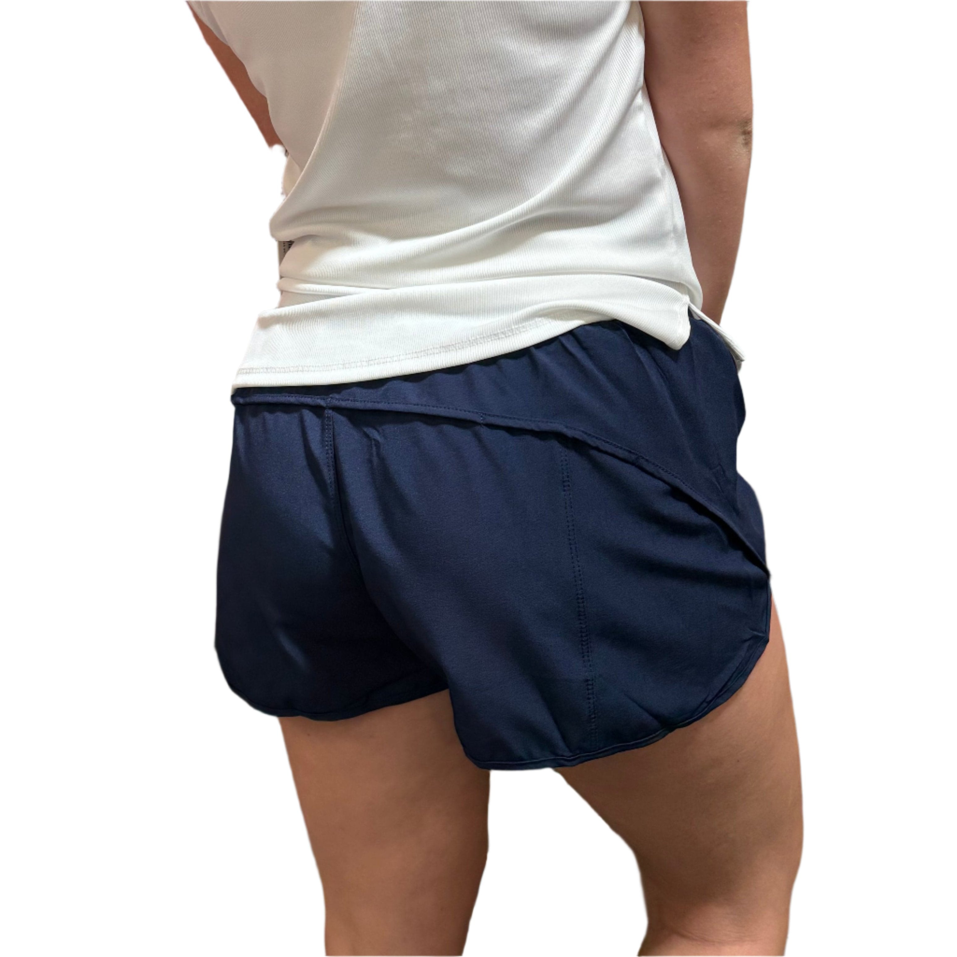 Sunshine Sunshine Women's Athletic Shorts with Zip Pocket in Navy - Little Miss Muffin Children & Home