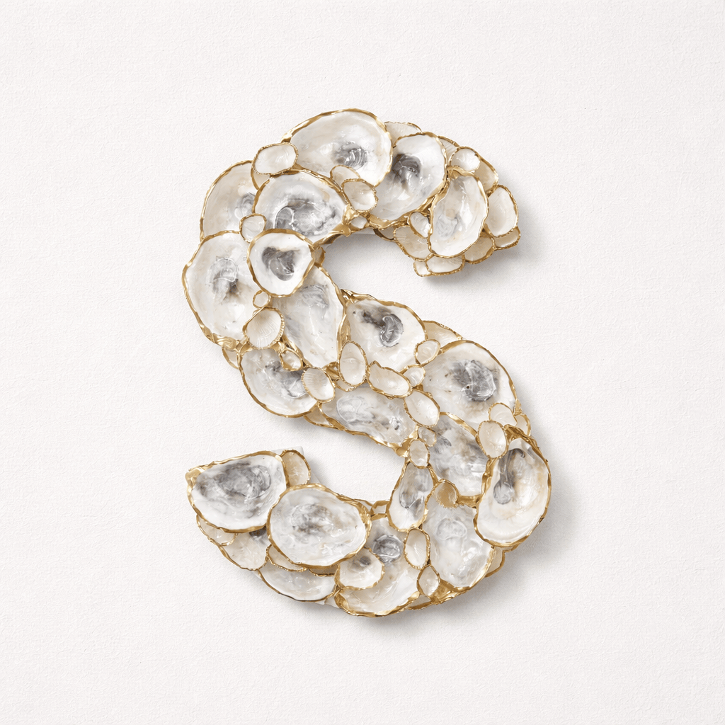Custom 16" Oyster Shell Letter – Hand-Painted New Orleans Décor by Royal Saint