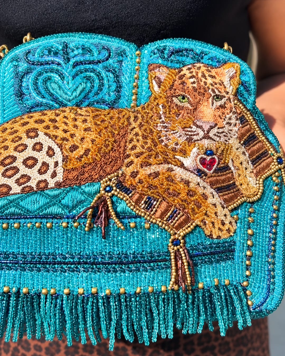 Lazy Leopard crossbody handbag by Mary Frances Accessories, view 3