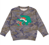 Whereable Art Alligator Candy Cane Toddler Sweatshirt