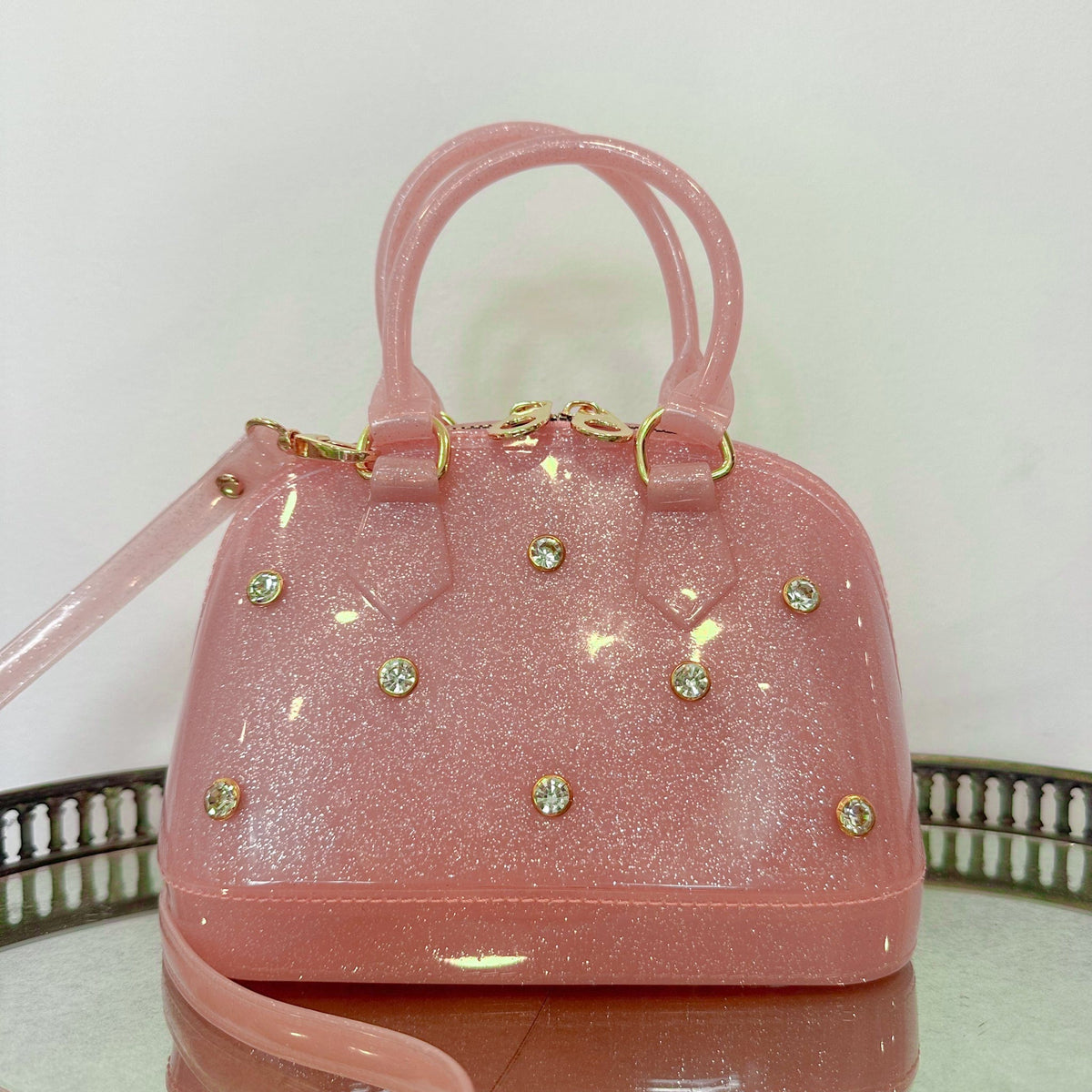 Carrying Kind Light Pink Sparkle Cate Handbag with Rhinestones - Little Miss Muffin Children & Home