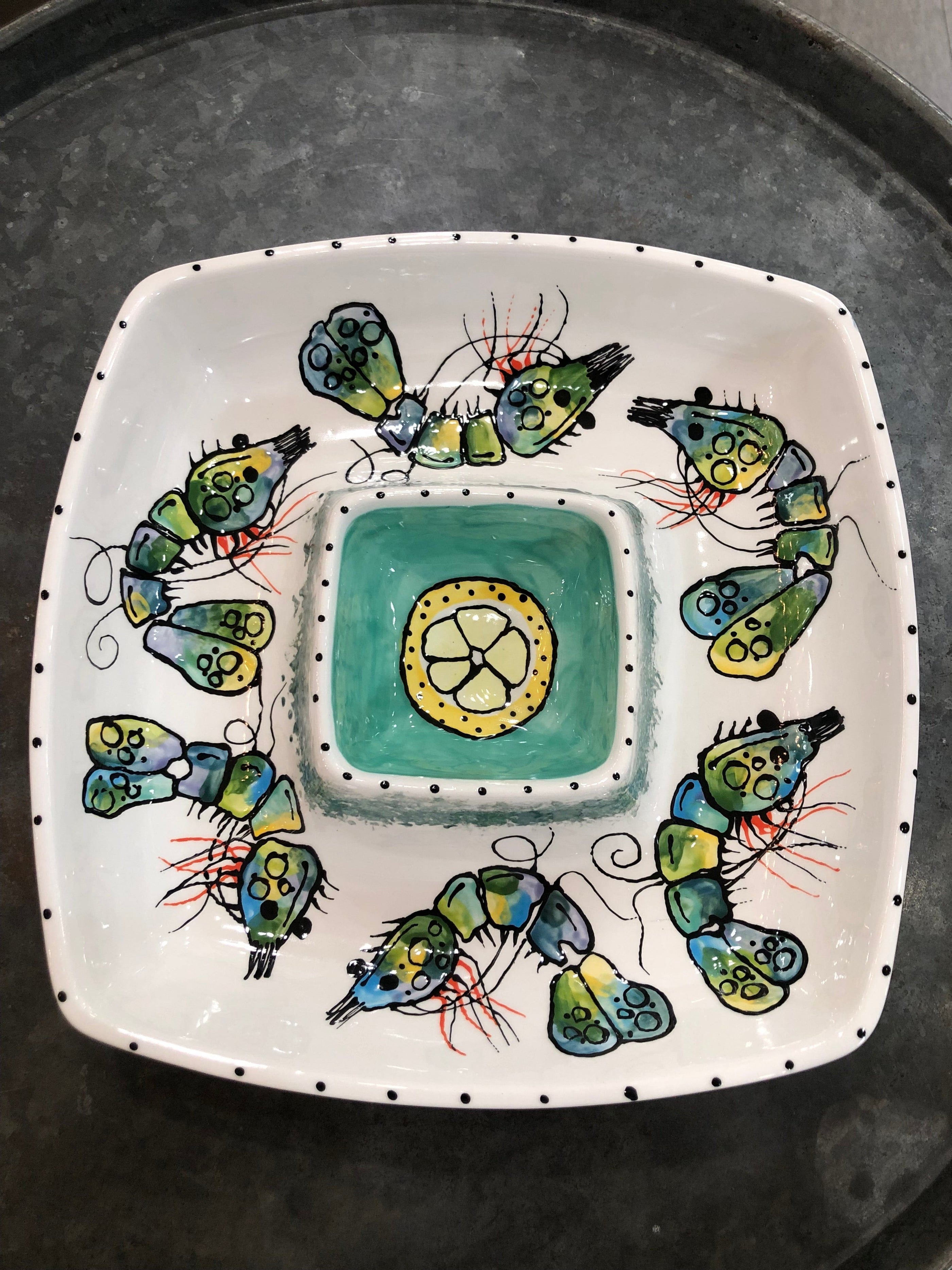 Jan Salzer Art Rainbow Shrimp & Lemon Square Chip & Dip - Little Miss Muffin Children & Home