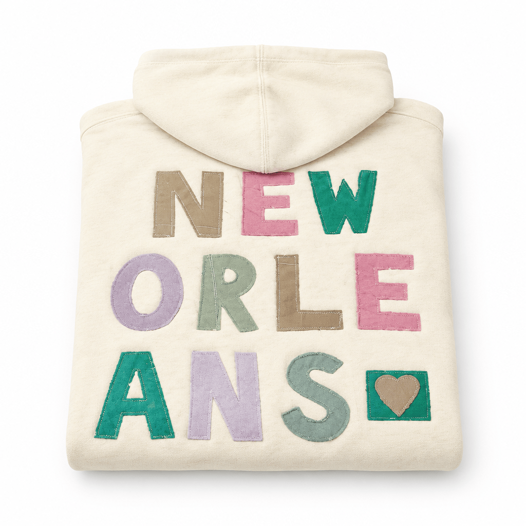 One-Of-A-Kind New Orleans Letter Patchwork Sweatshirt Hoodie