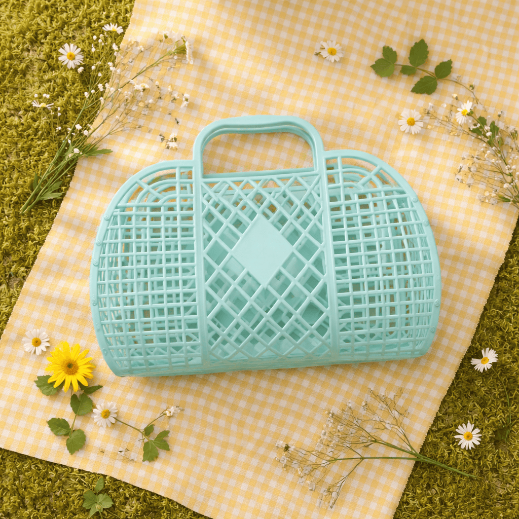 Retro Basket Jelly Bag in Jelly Mint Green | Sun Jellies | Little