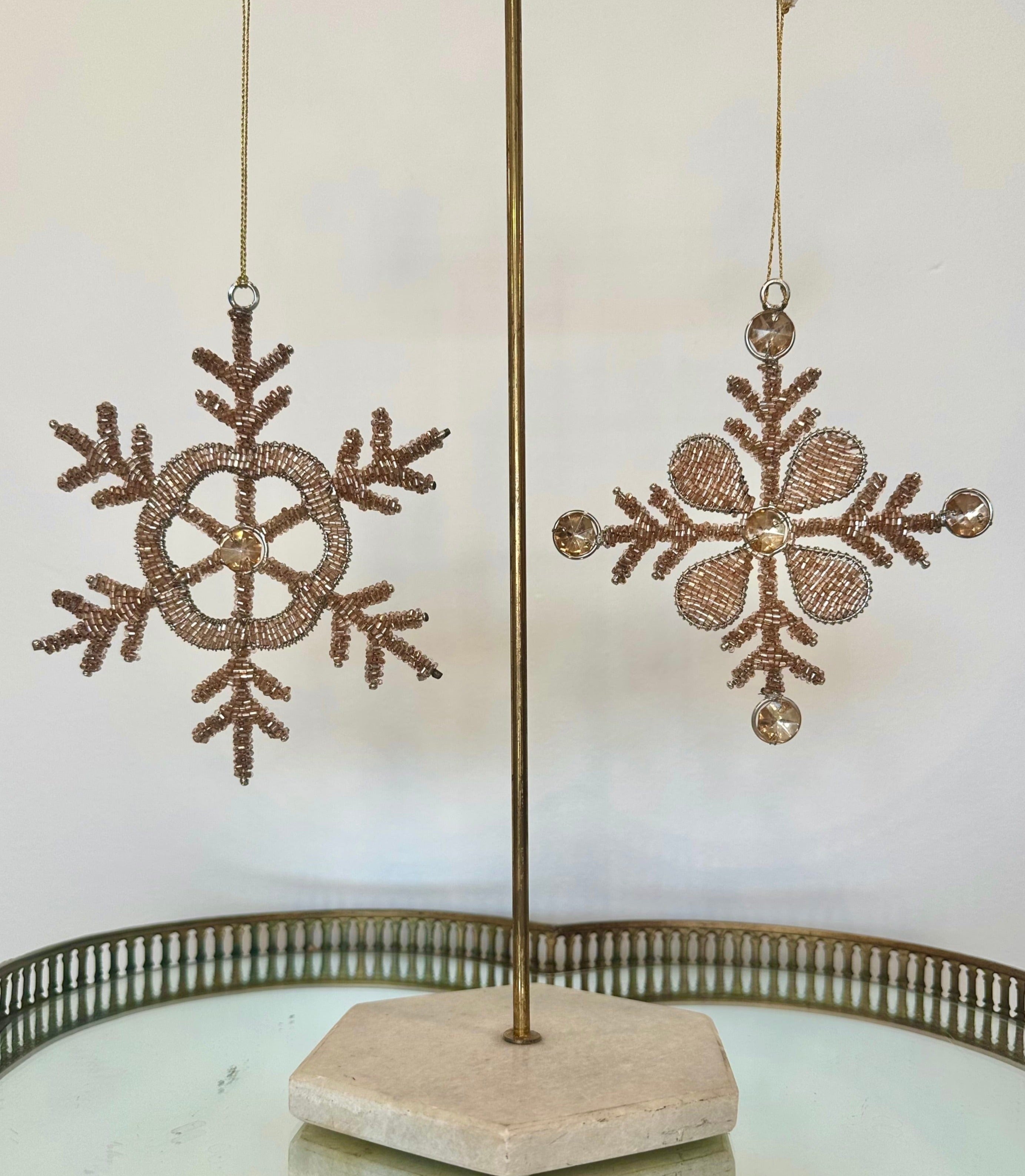 Creative Co-Op Creative Co-op Glass Beaded Metal & Acrylic Jewel Snowflake Ornament, Available in 2 Styles - Little Miss Muffin Children & Home