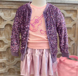 Lulu Bebe Sequin Orchid Bomber Jacket