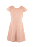 pink velvet girls round neck dress