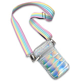 Top Trenz Top Trenz Iridescent Puffer Crossbody Cell Phone Bag with Candy Stripe Strap - Little Miss Muffin Children & Home