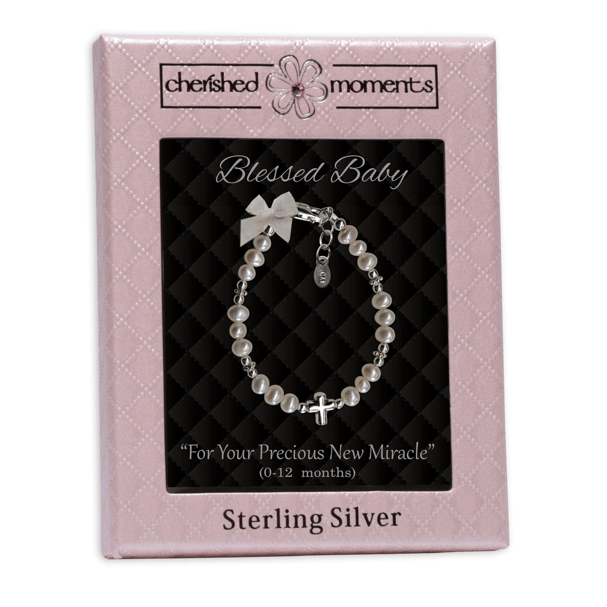 Cherished Moments Cherished Moments Freshwater Pearl Cross Baptism Bracelet - Little Miss Muffin Children & Home