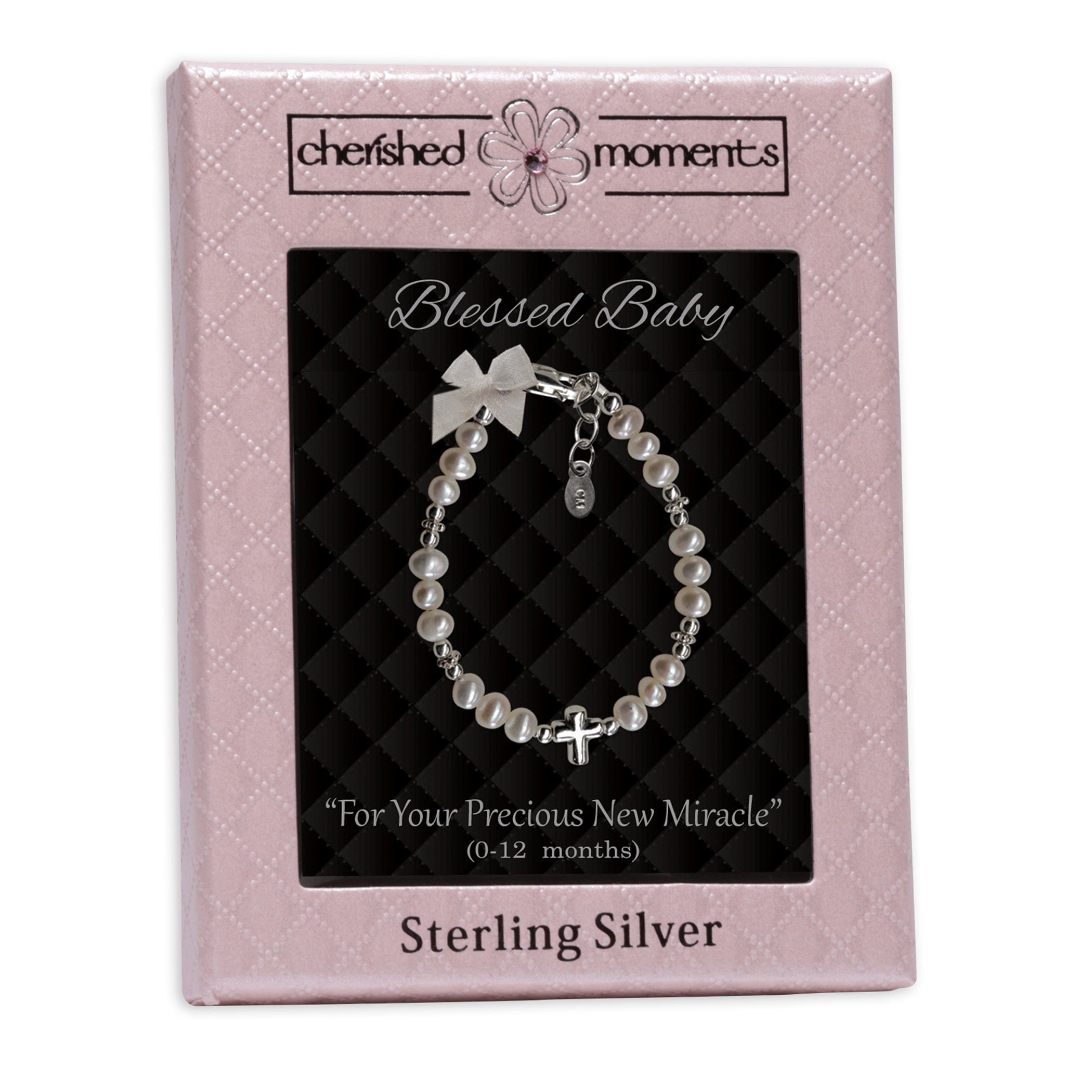 Cherished Moments Cherished Moments Freshwater Pearl Cross Baptism Bracelet - Little Miss Muffin Children & Home