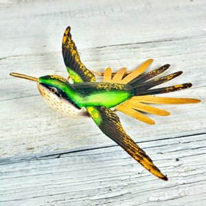 180 Degrees 7"-8" Hand Carved Wood Hummingbird Ornament, 4 Styles Available