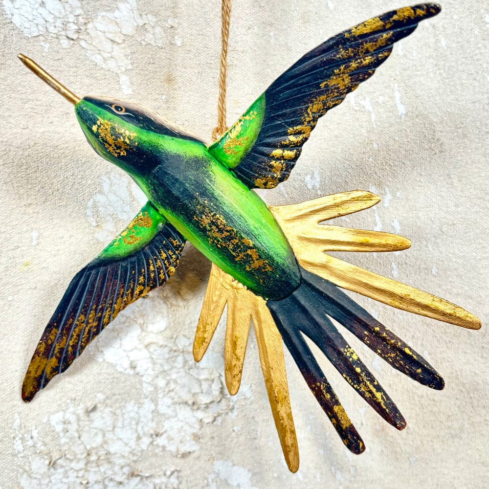 180 Degrees 180 Degrees 7"-8" Hand Carved Wood Hummingbird Ornament, 4 Styles Available - Little Miss Muffin Children & Home