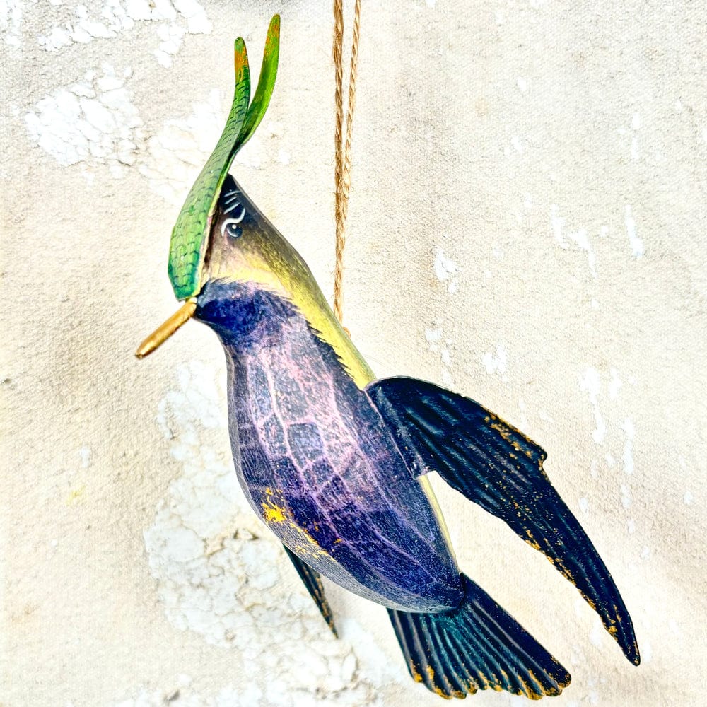 180 Degrees 180 Degrees 7"-8" Hand Carved Wood Hummingbird Ornament, 4 Styles Available - Little Miss Muffin Children & Home