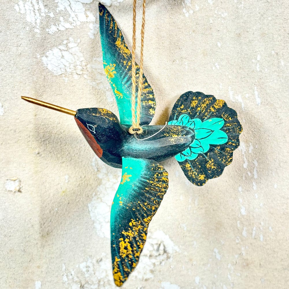 180 Degrees 180 Degrees 7"-8" Hand Carved Wood Hummingbird Ornament, 4 Styles Available - Little Miss Muffin Children & Home