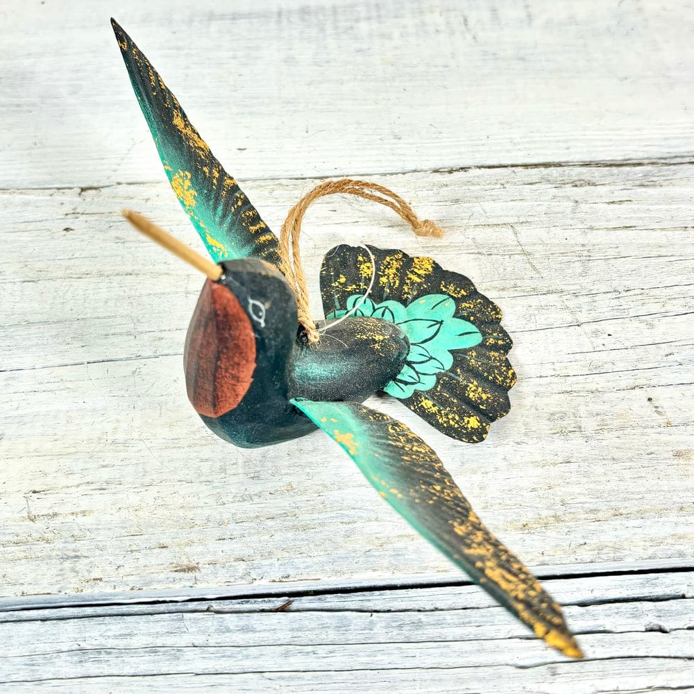 180 Degrees 180 Degrees 7"-8" Hand Carved Wood Hummingbird Ornament, 4 Styles Available - Little Miss Muffin Children & Home