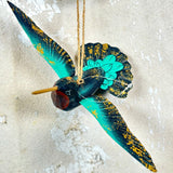 180 Degrees 7"-8" Hand Carved Wood Hummingbird Ornament, 4 Styles Available