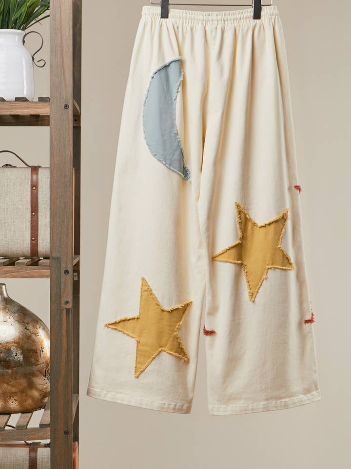 Celestial Patchwork Wide Leg Knit Pants