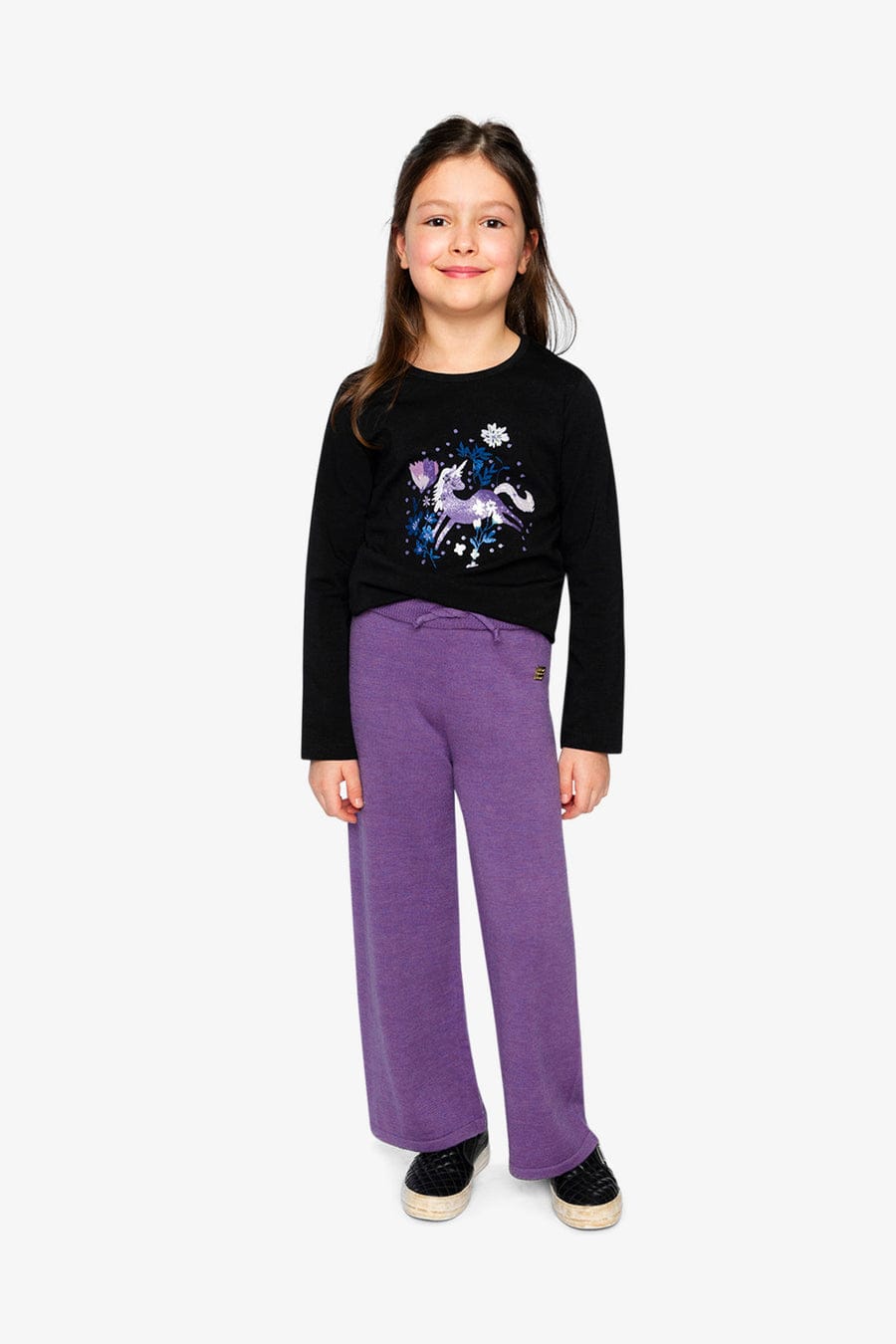 Chalk Violet Knitted Wide Leg Pants
