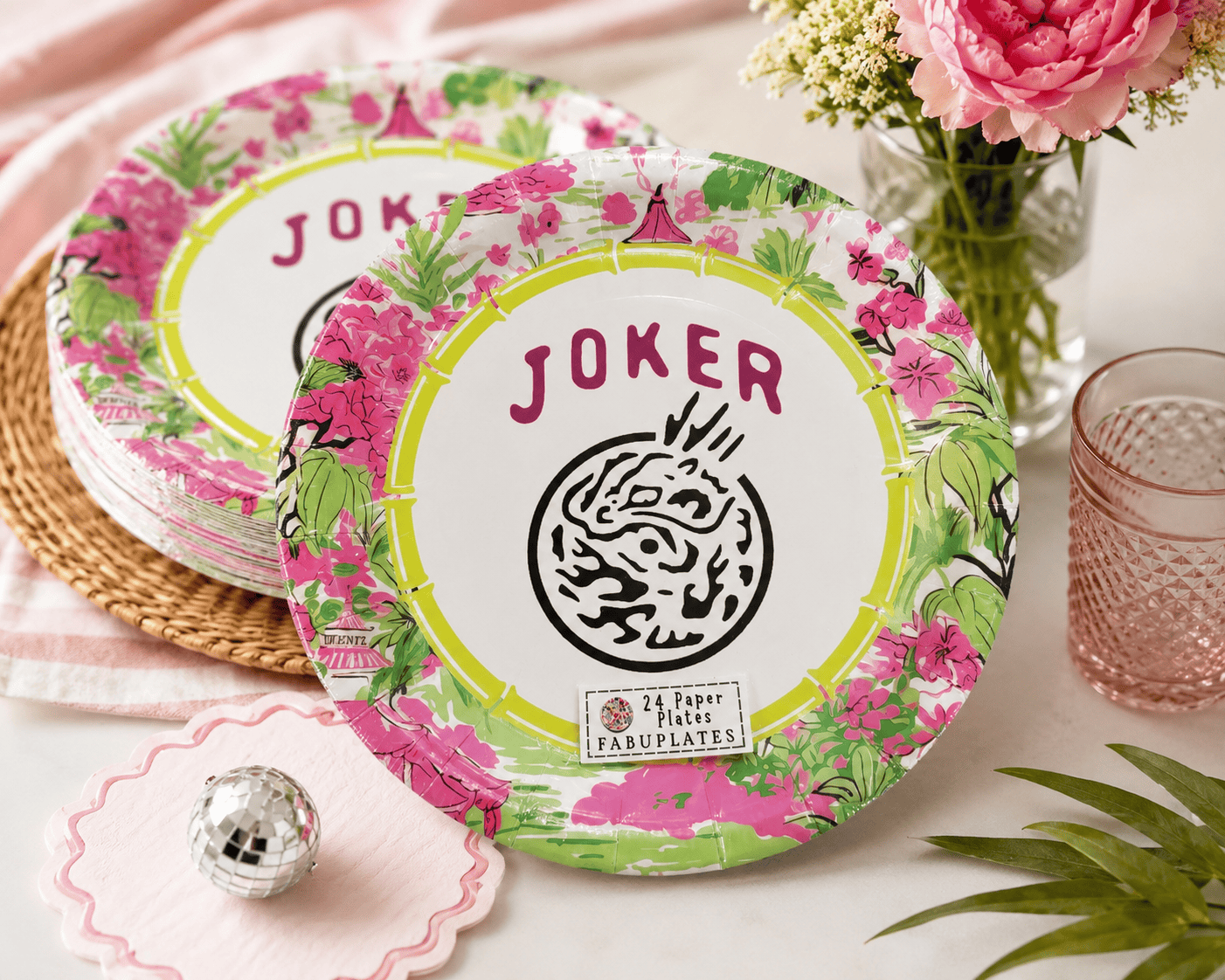 Mahjong Joker 24ct 9" Salad/Dinner Paper Plates