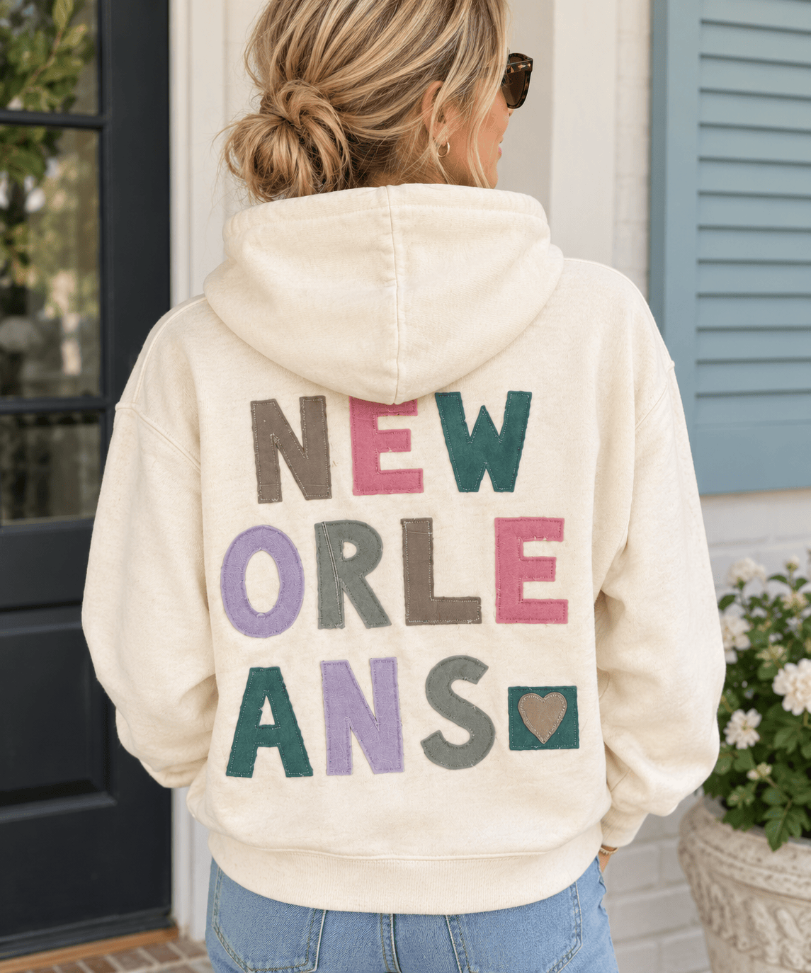 One-Of-A-Kind New Orleans Letter Patchwork Sweatshirt Hoodie