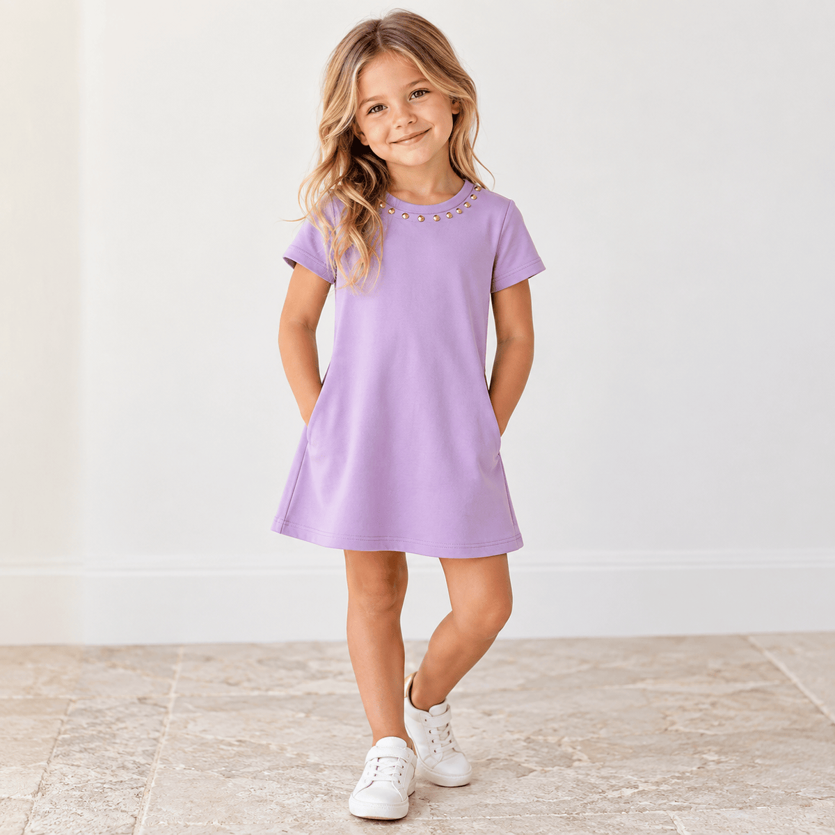 Melody LSU Gold Studded Aline Dress with Pockets
