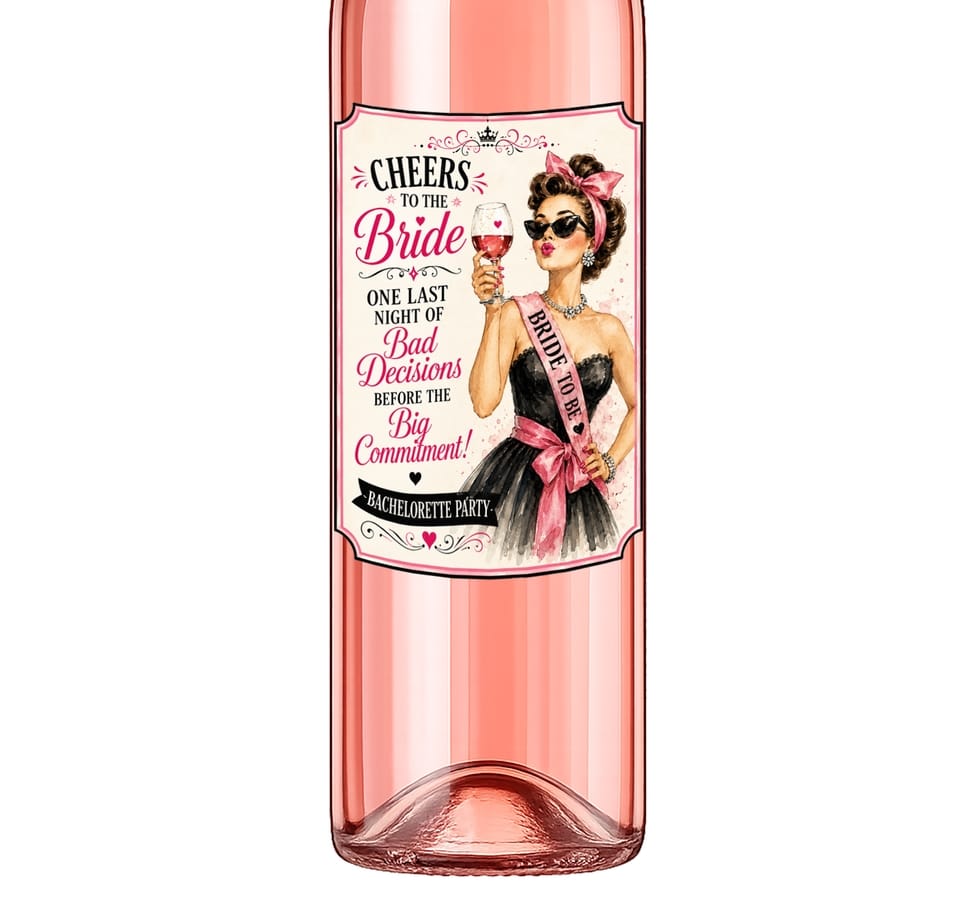 Sassy Vine Cheers To the Bride Wine Label