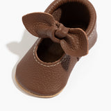 Chestnut Knotted Bow Baby Shoe